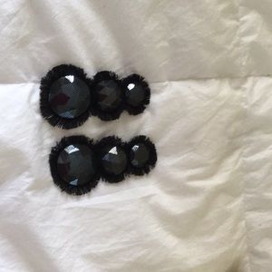 Ben Amun Black Fringed Clip-on Earrings